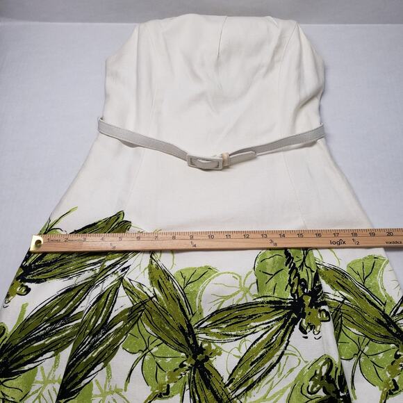 Vintage Talbots Linen Dress Womens 4 Petite Ivory Green Summer Wedding Guest - Picture 6 of 16